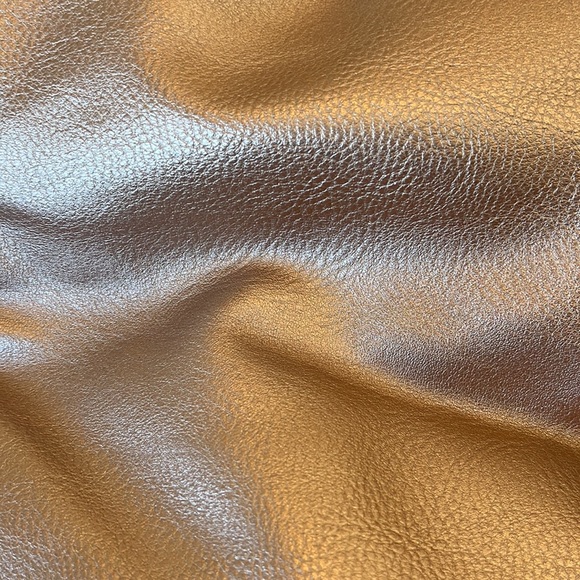 Lands’ End Large, Open-Top, Long-Handle Rose-Gold Faux Leather & Canvas Tote Bag - Picture 4 of 7